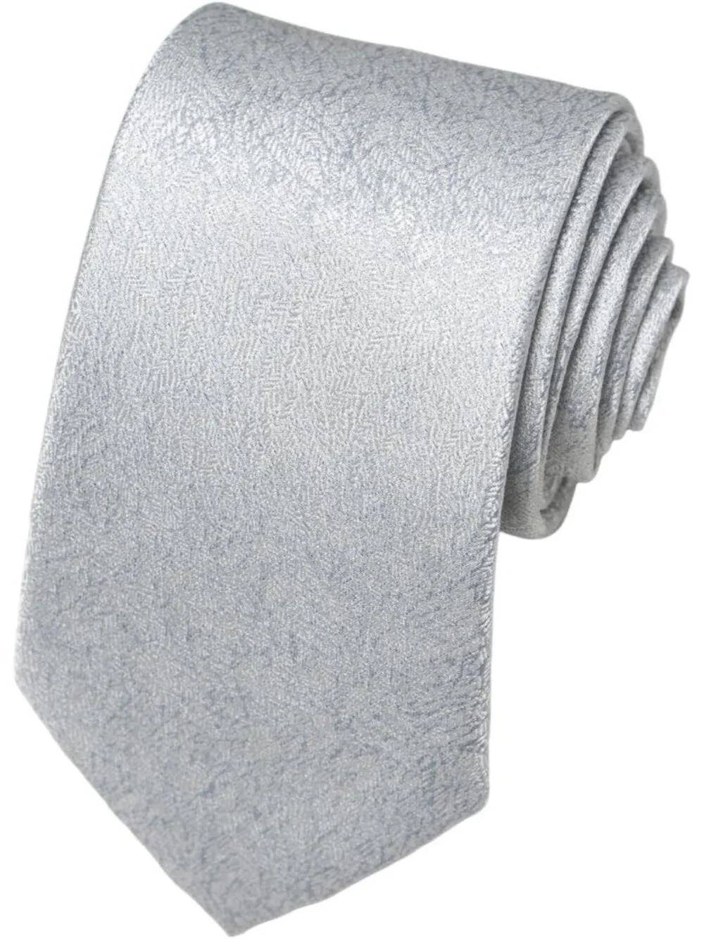 Men's Silver 100% Microfiber Frost Textured Jacquard Formal Necktie For Business